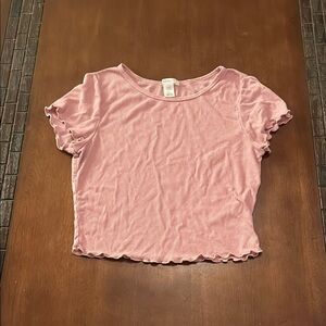 Pink Kids Ruffle Trim Top